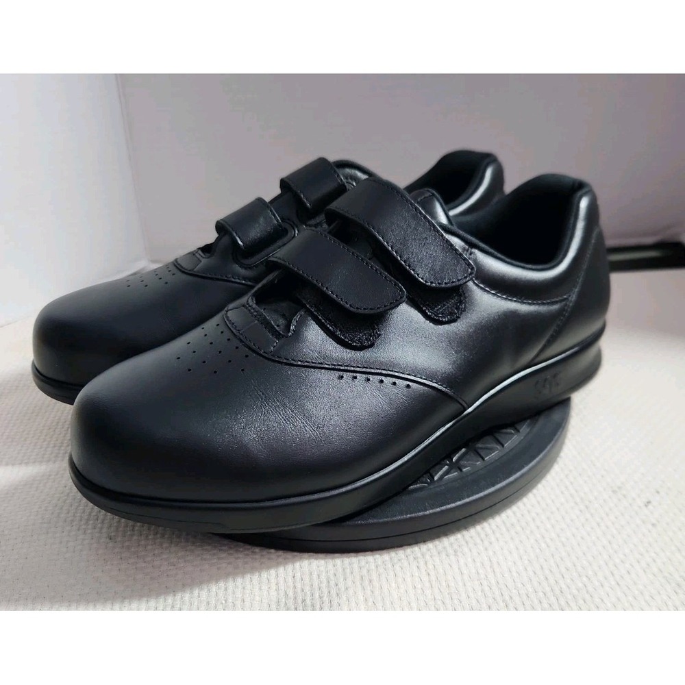 Women's SAS Me Too Adjustable Comfort Walking Shoes Black Leather USA 9.5WW